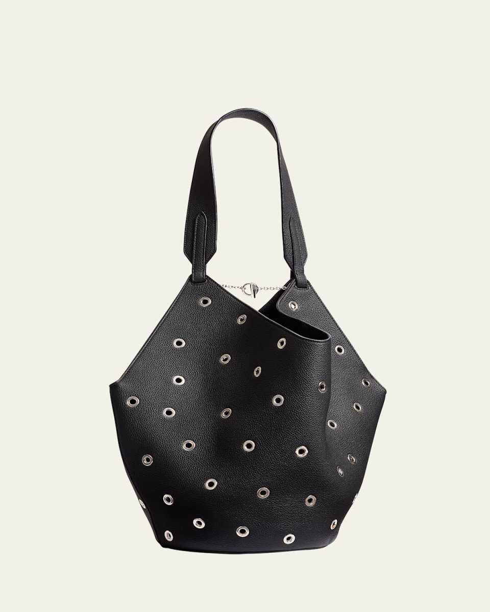 Lotus Small Grommet Calfskin Tote Bag